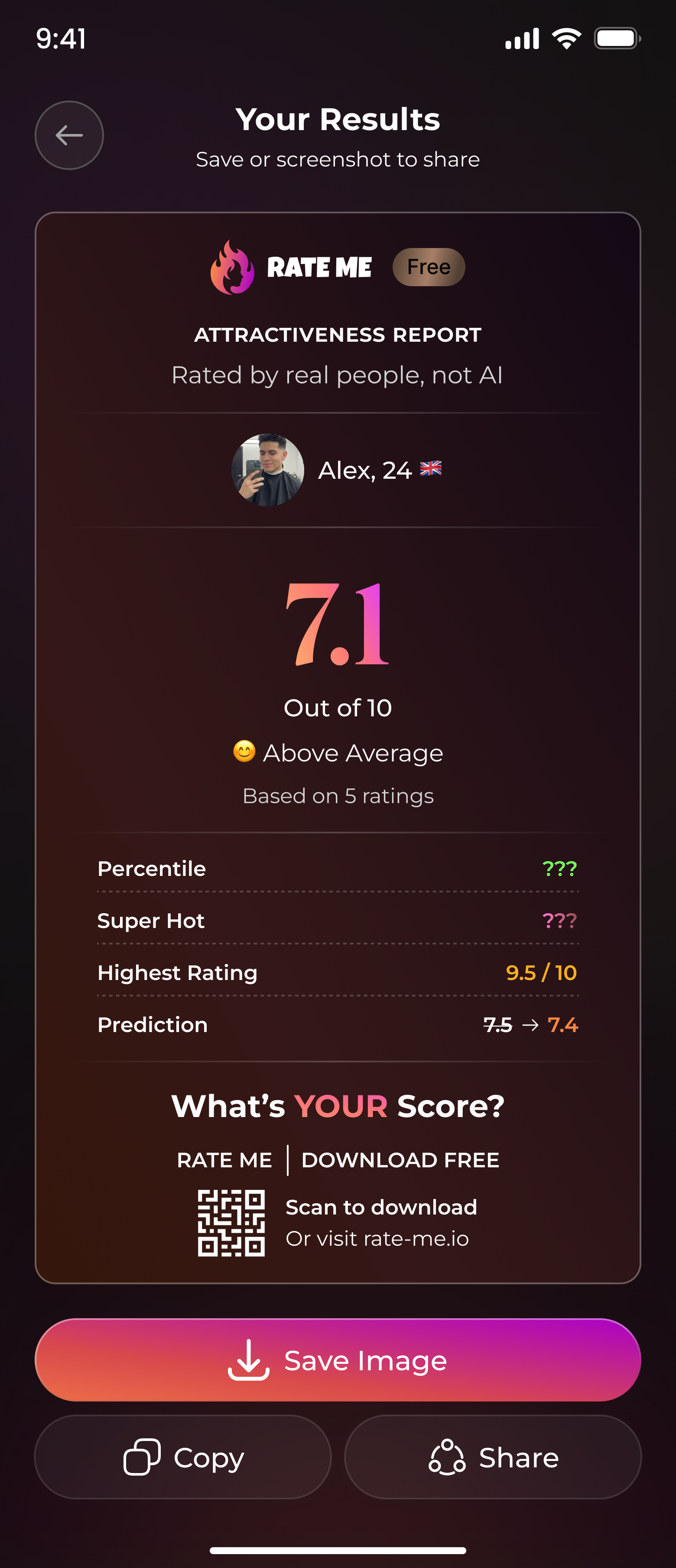 Rate Me — Attractiveness Score